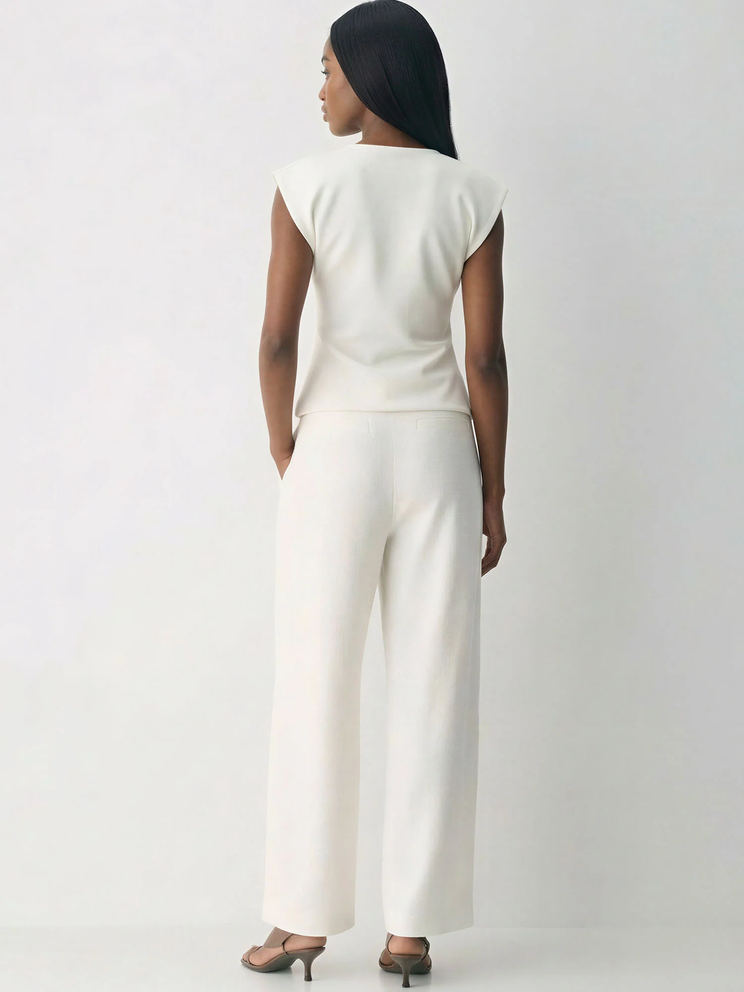 Ruched Peplum Cap Sleeves V Neck Top - Image 9