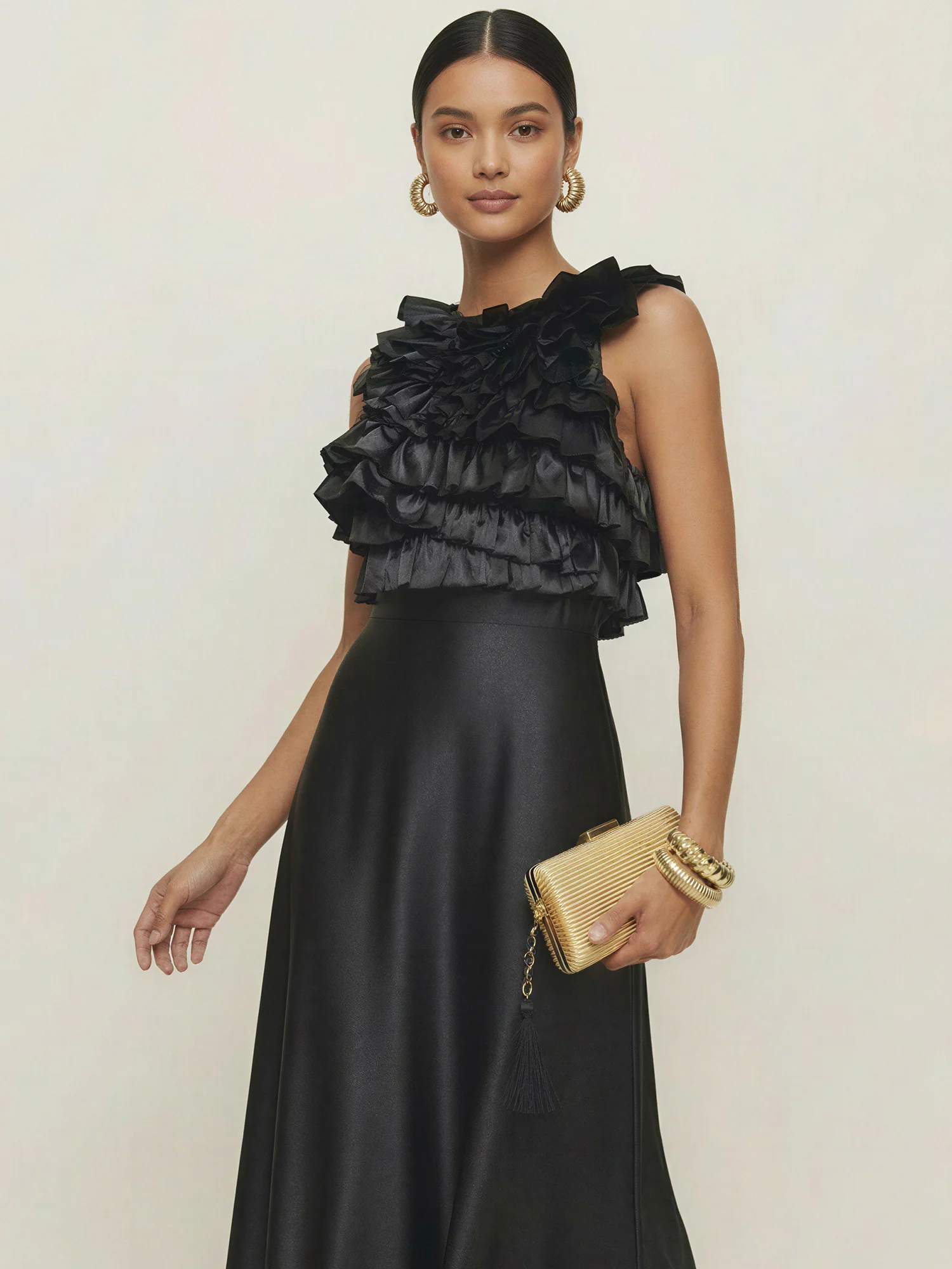 Ruffled Top Satin Maxi Dress - Image 6