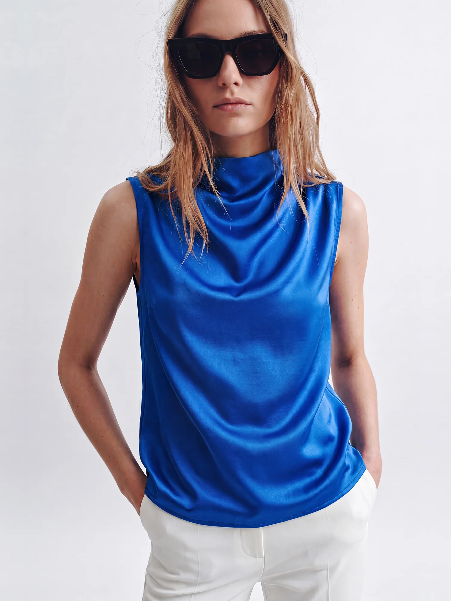Satin Cowl Neck Top