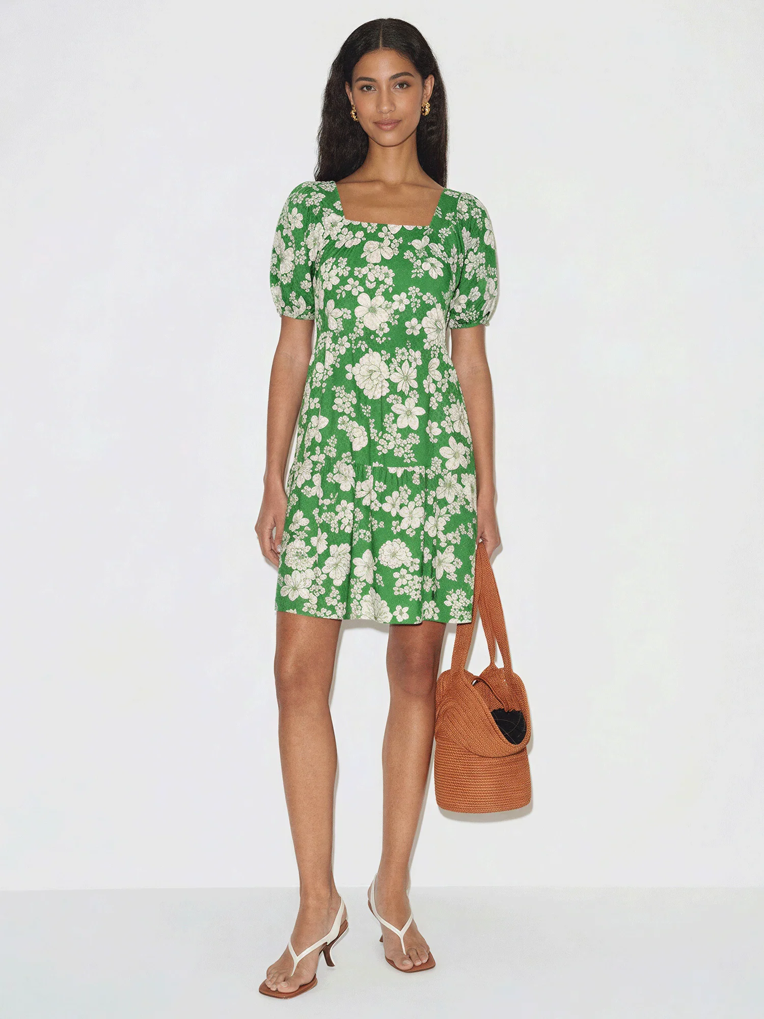 Short Puff Sleeve Floral Mini Dress - Image 3