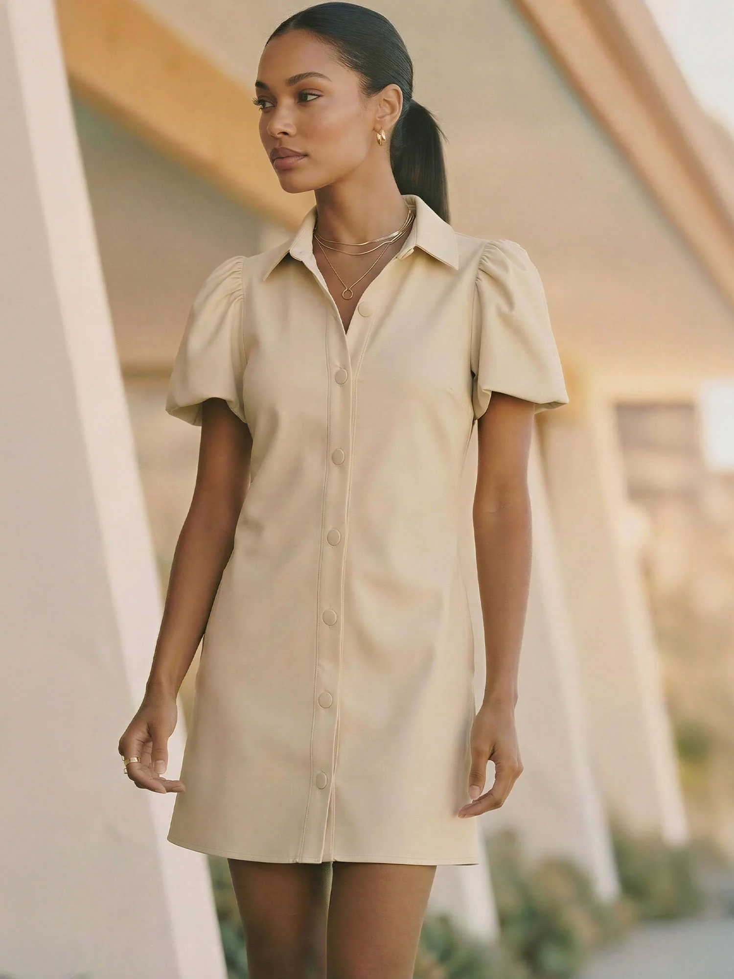 Short Sleeve Button Down Shirt Mini Dress - Image 8