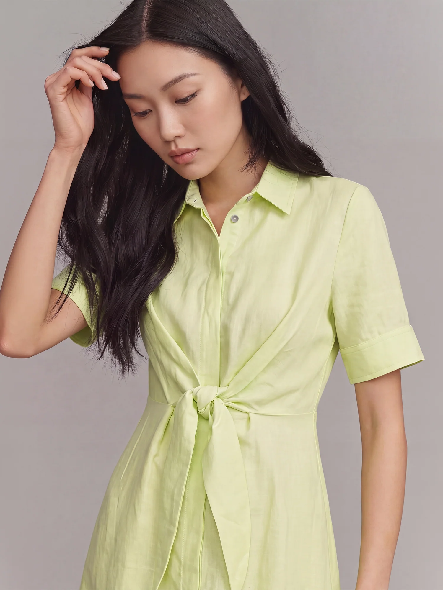 Short Sleeve Linen Midi Shirtdress - Image 4