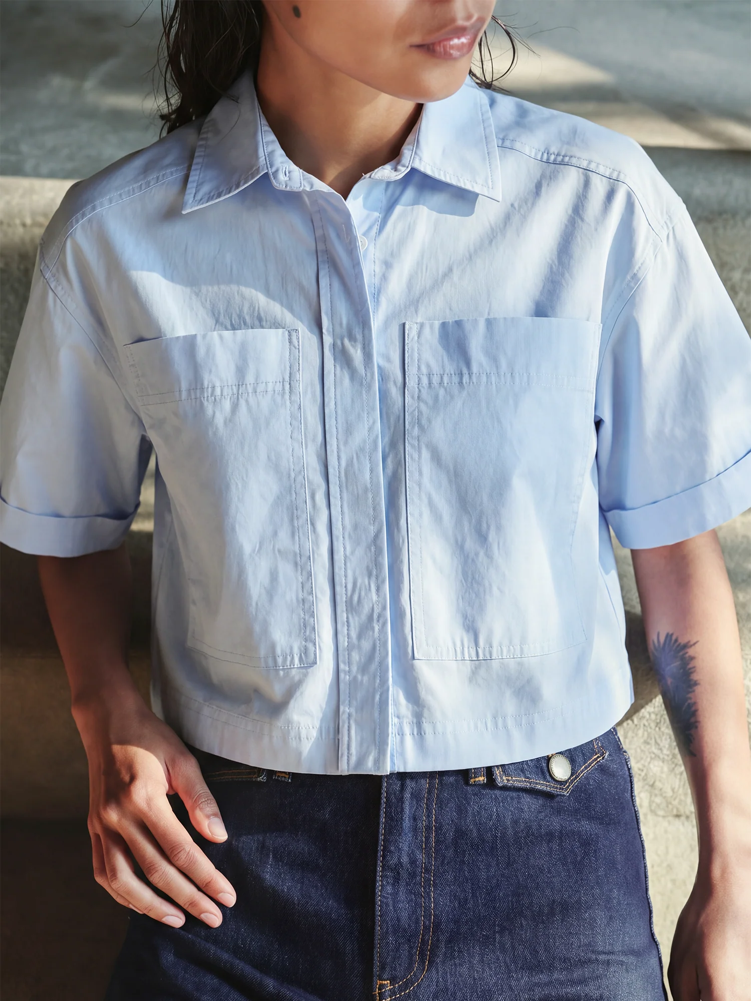 Short Sleeve Oversized Button Down Shirt - Image 2