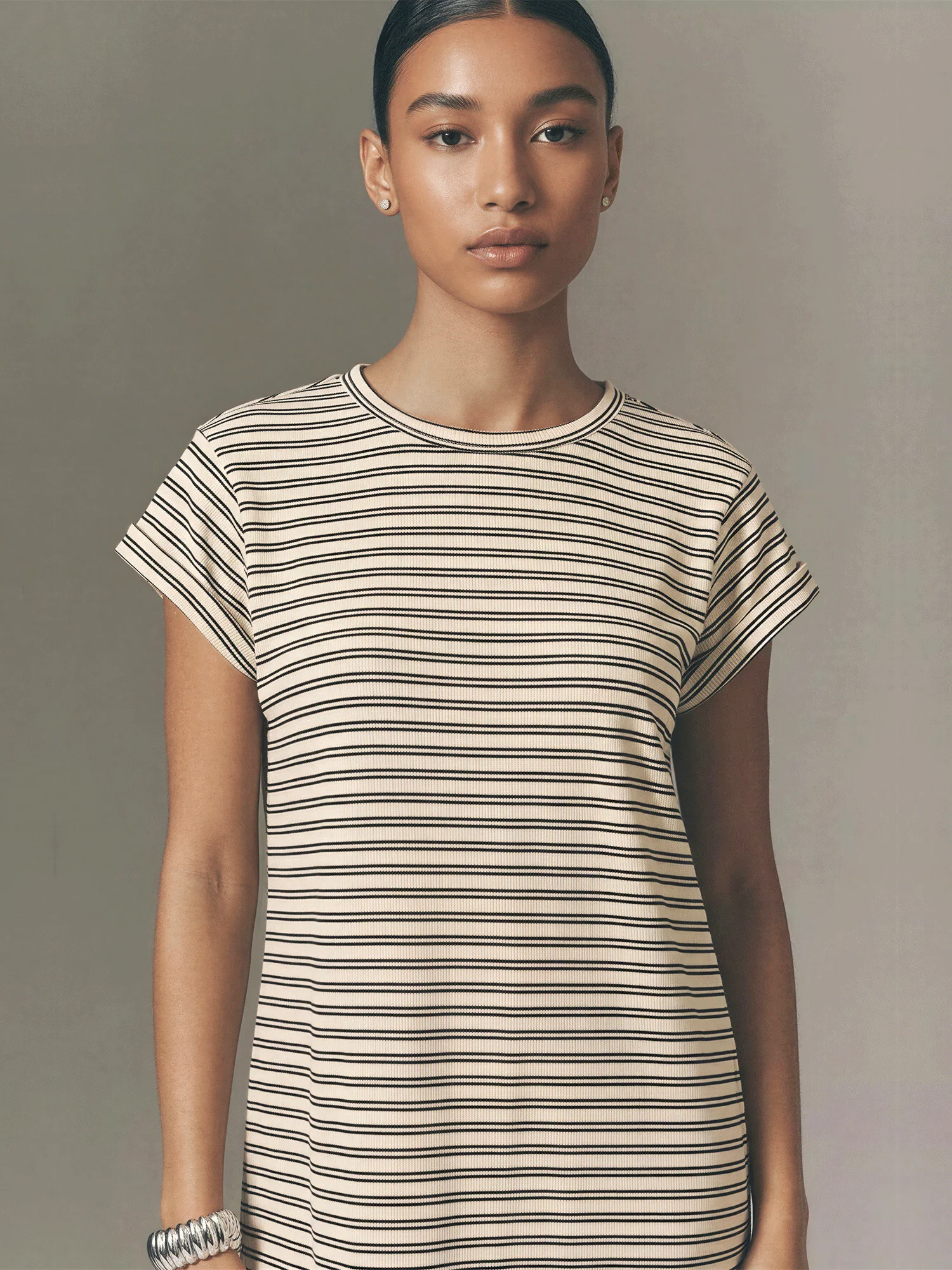 Short Sleeve Stripe T-Shirt Maxi Dress - Image 3