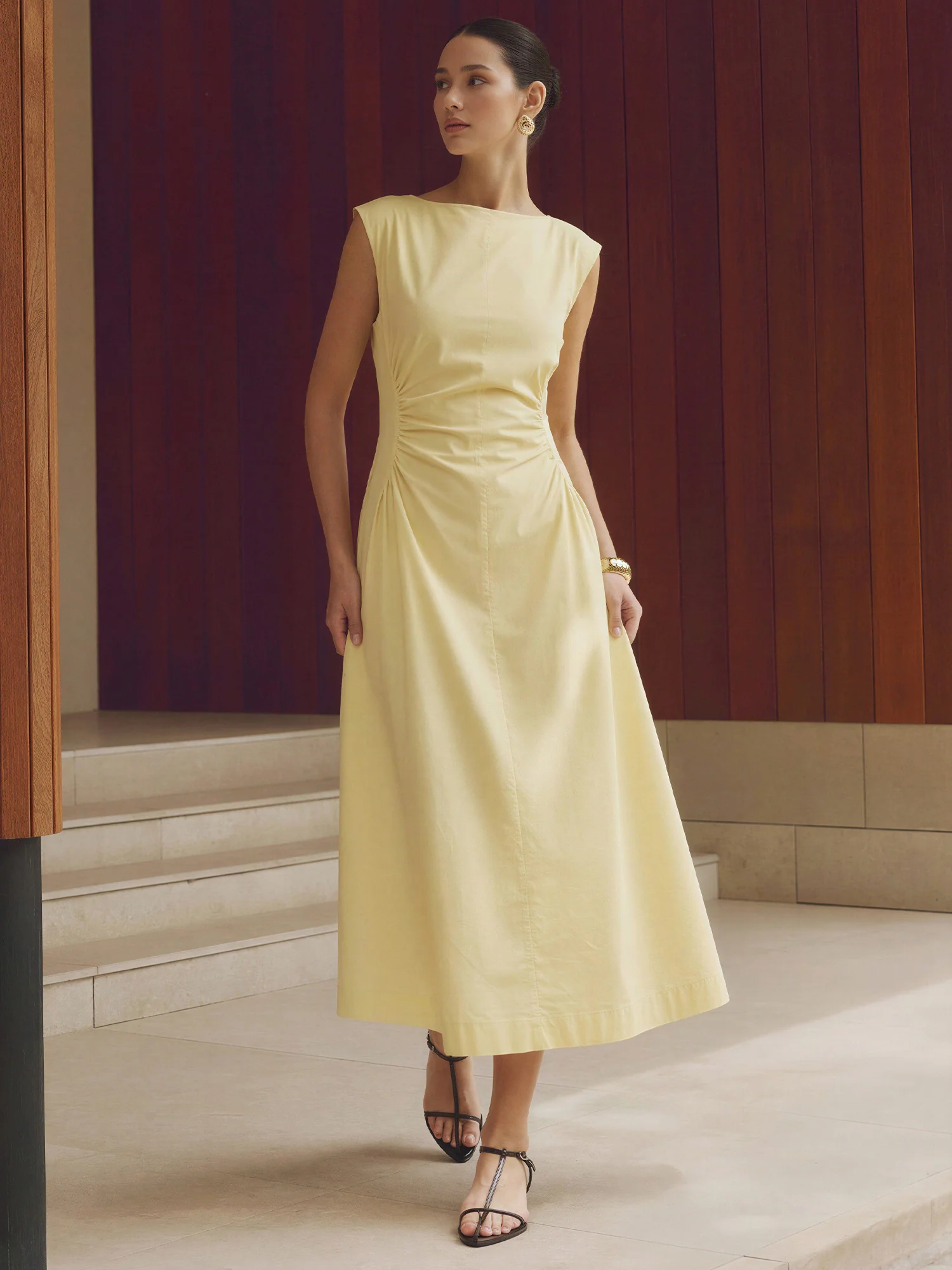 Side Panel V-Neck Back Midi Dress - Image 6