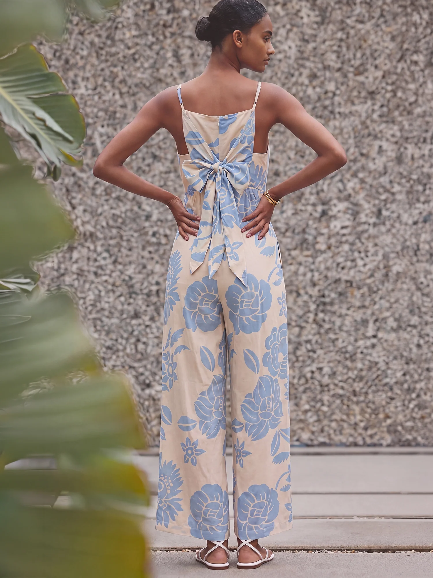 Sleeveless Bold Floral Print Flowy Jumpsuit - Image 2