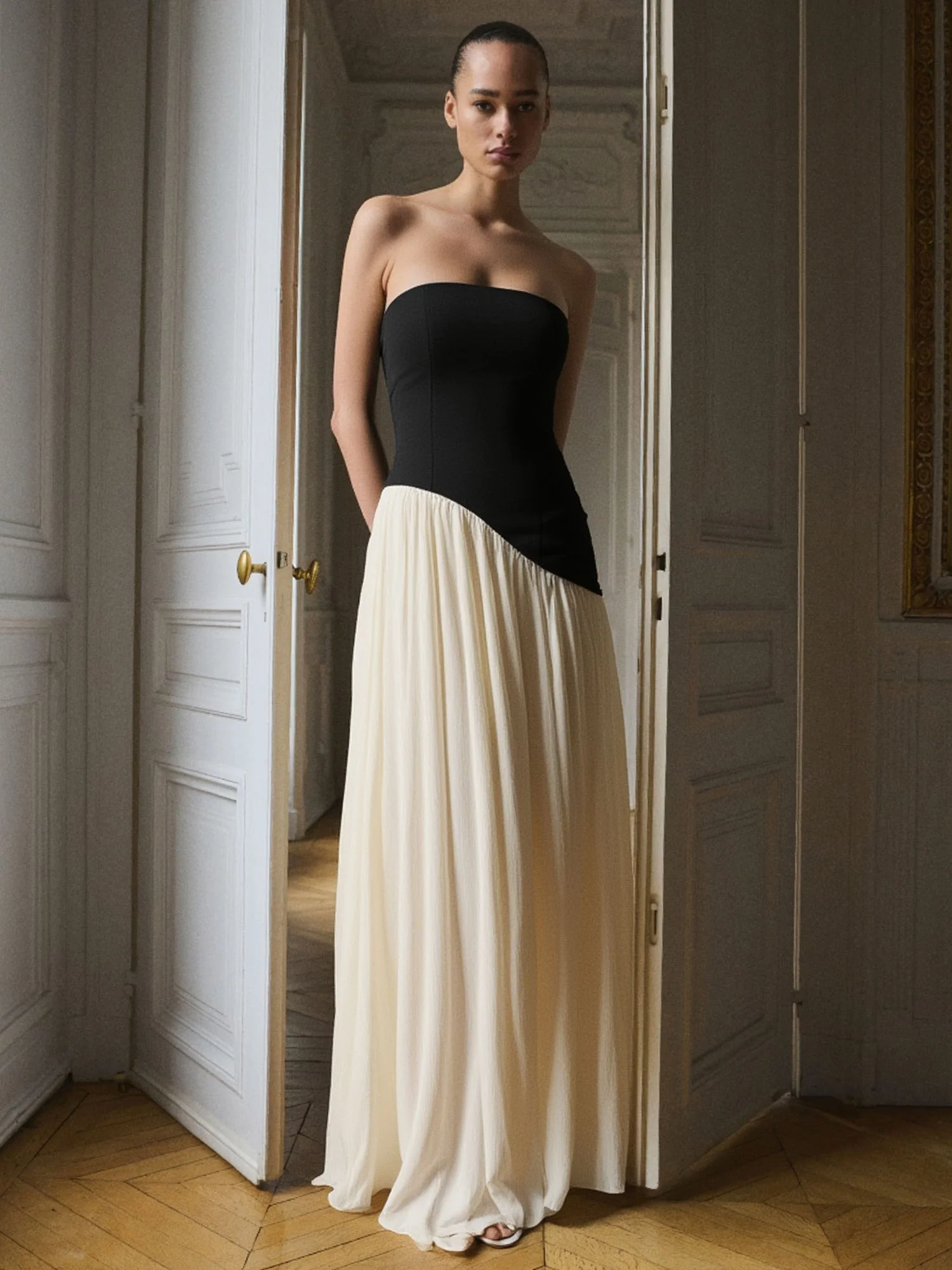 Sleeveless Colorblock Gown