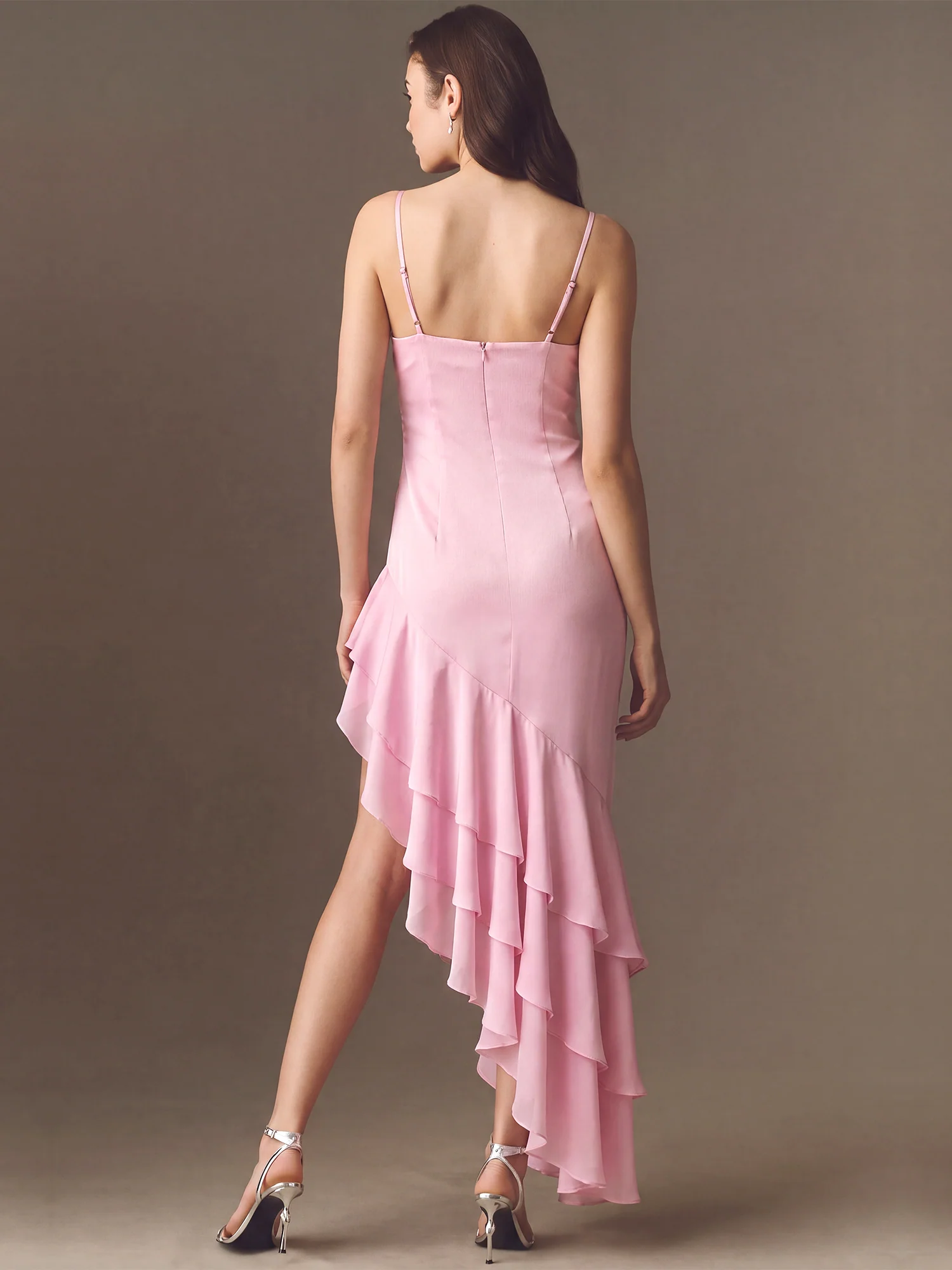 Sleeveless Cowl Neck Ruffle Hem Midi Dress - Image 7
