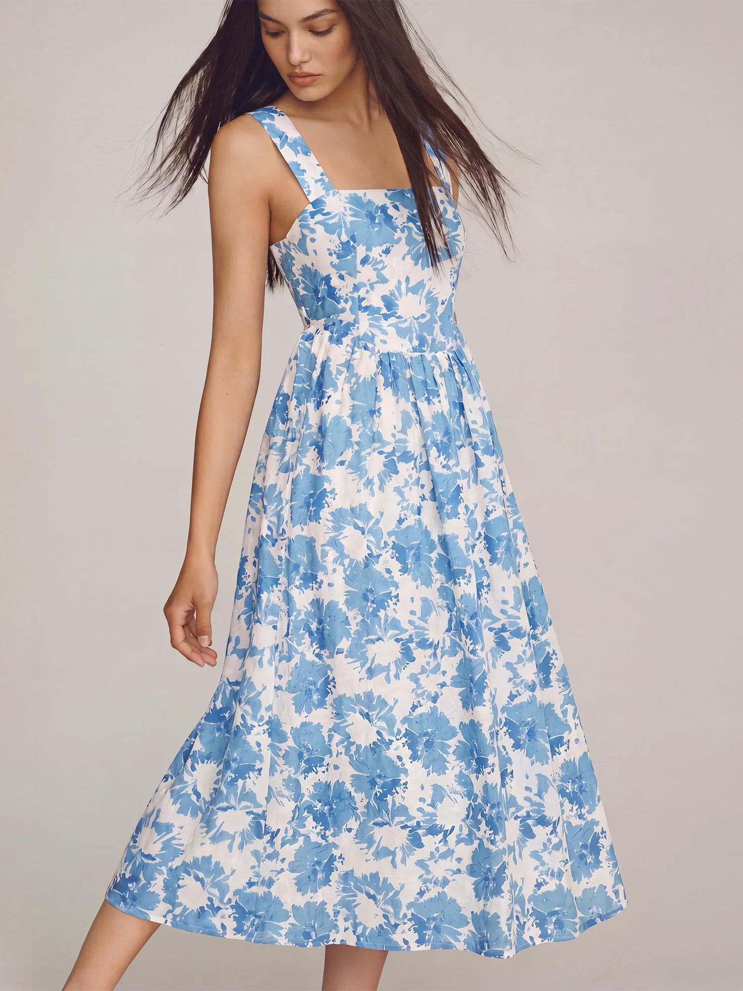 Sleeveless Square Neck Floral Nap Maxi Dress - Image 5