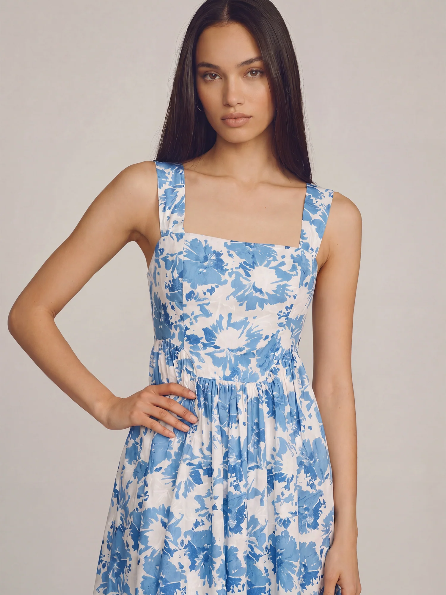 Sleeveless Square Neck Floral Nap Maxi Dress - Image 6