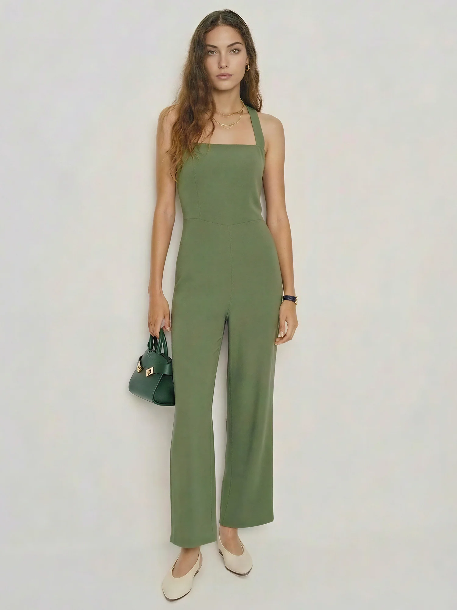 Sleeveless Halter Neck Tie Linen Blend Jumpsuit - Image 8