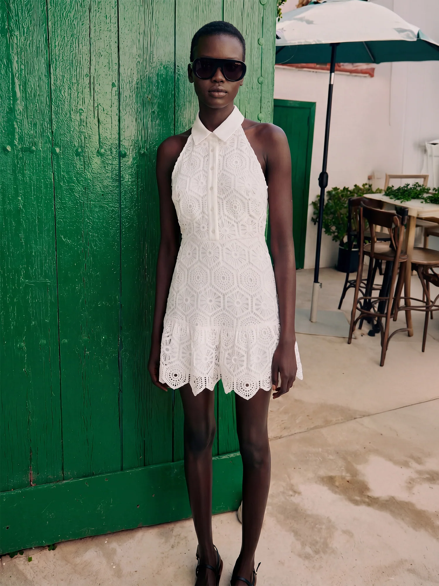 Sleevless Lace Eyelet Shirt Mini Dress - Image 2
