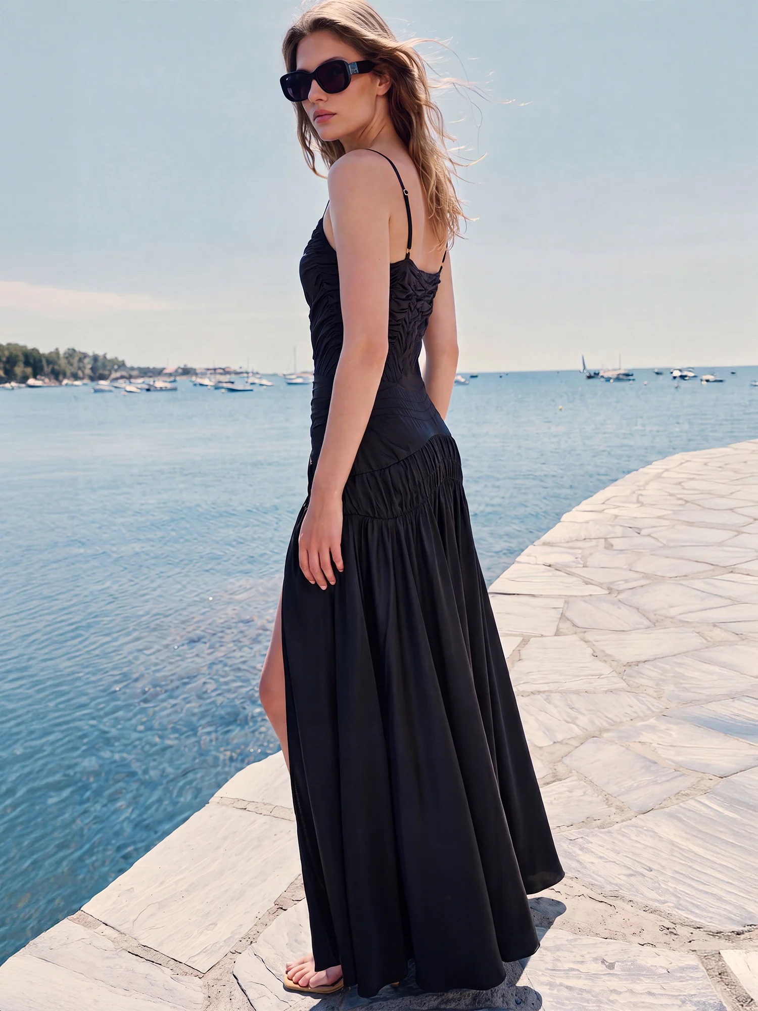 Sleeveless Satin Slip Maxi Dress - Image 3