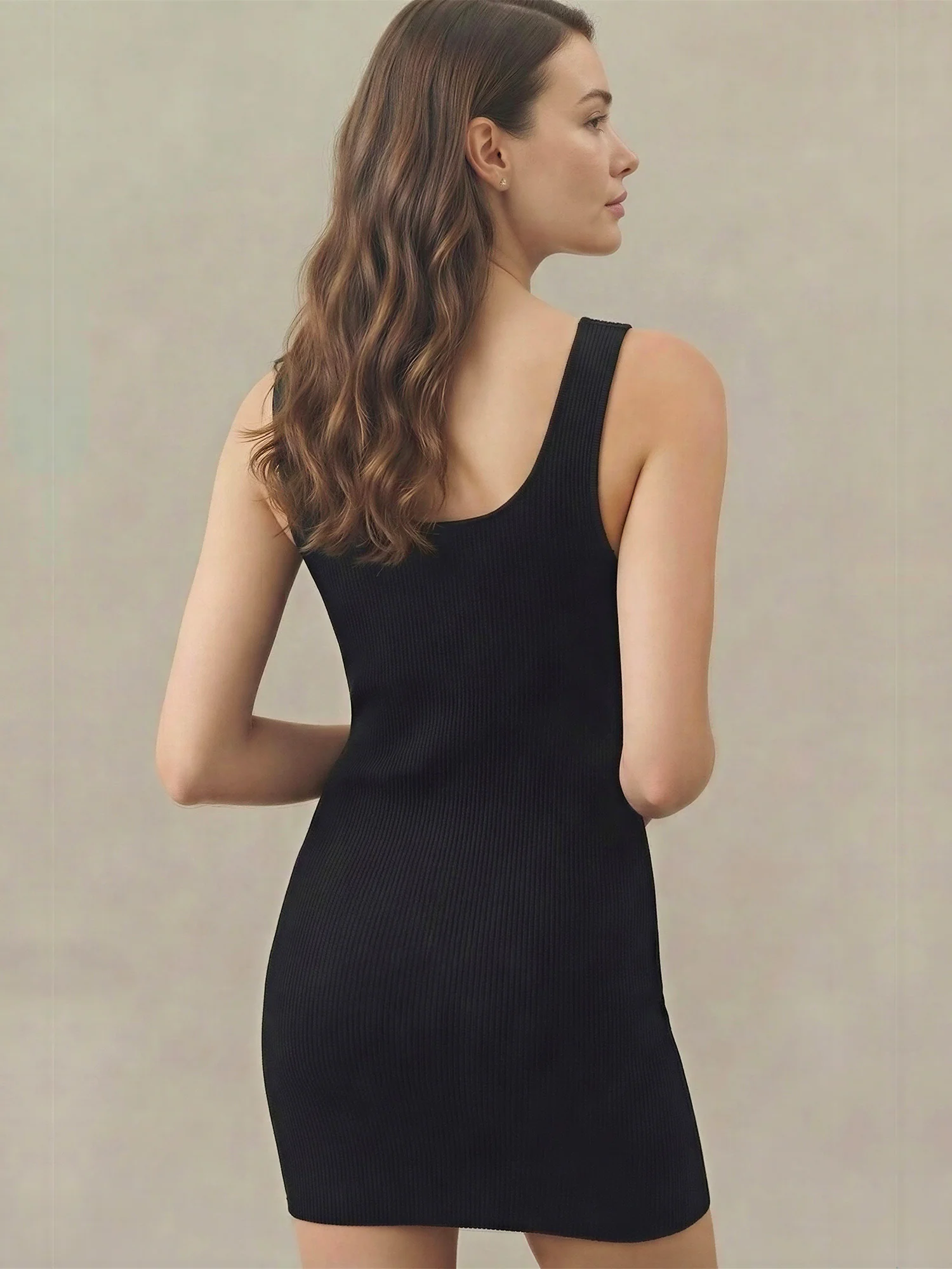 Sleeveless sculpt Rib Knit Bodycon Mini Dress - Image 5