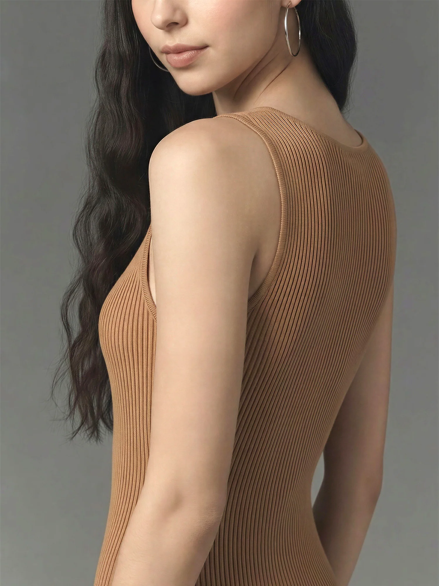 Sleeveless sculpt Rib Knit Bodycon Mini Dress - Image 7