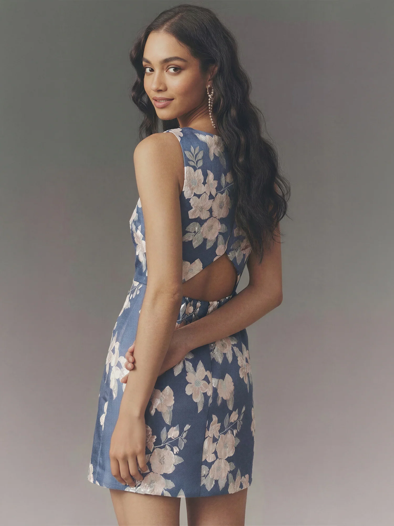 Soft Jacquard Boat Neck Mini Dress - Image 3