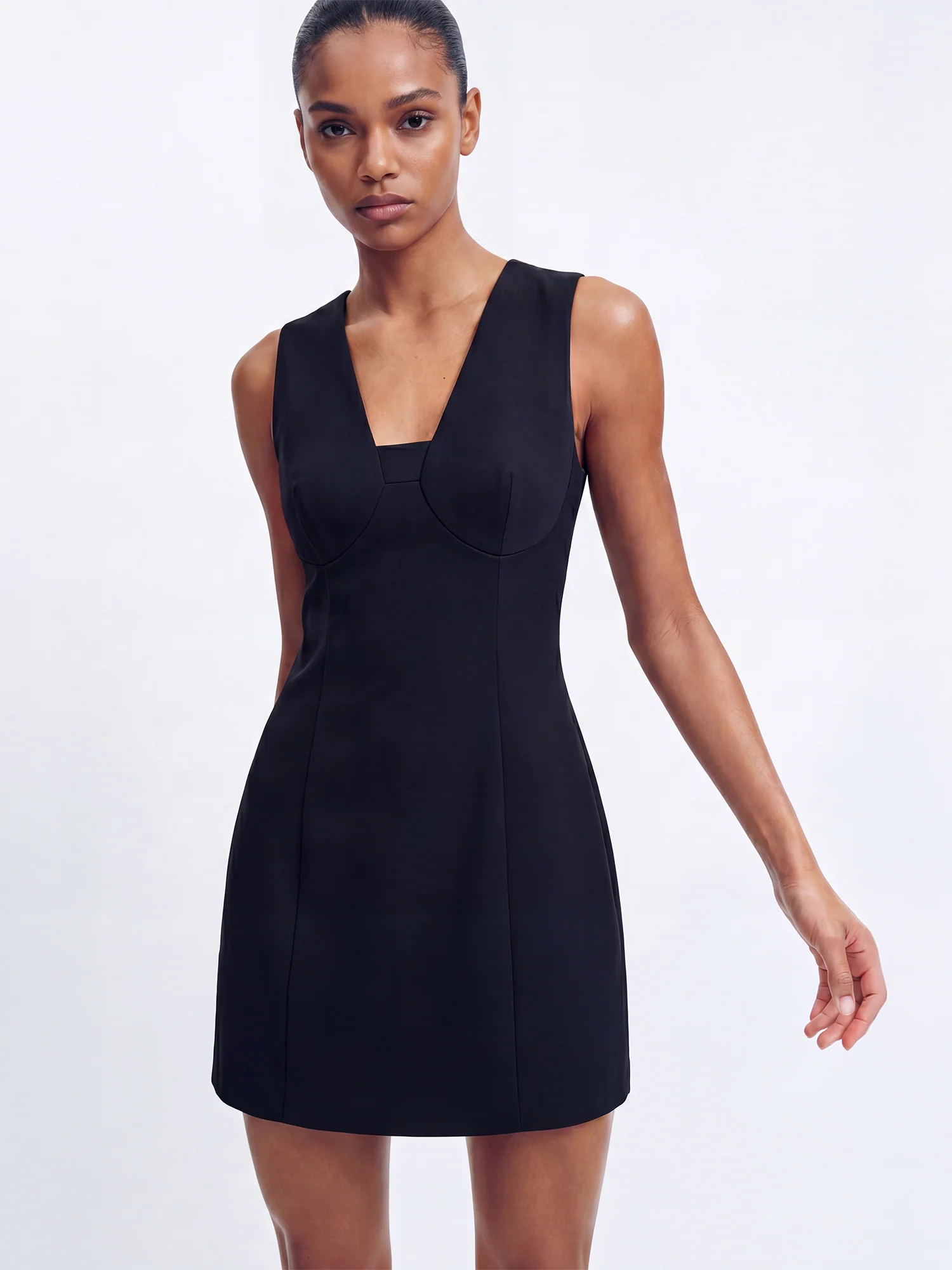 Sleeveless V Neck Bustier Bodycon Mini Dress