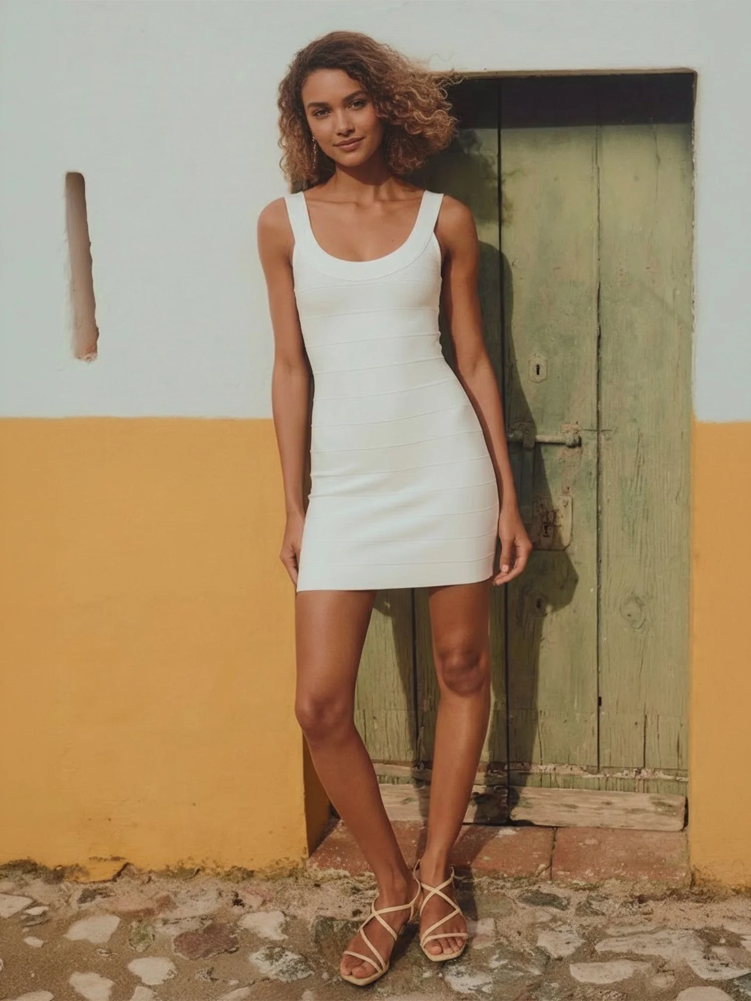 Sleeveless Scoop Neck Bandage Mini Dress - Image 8