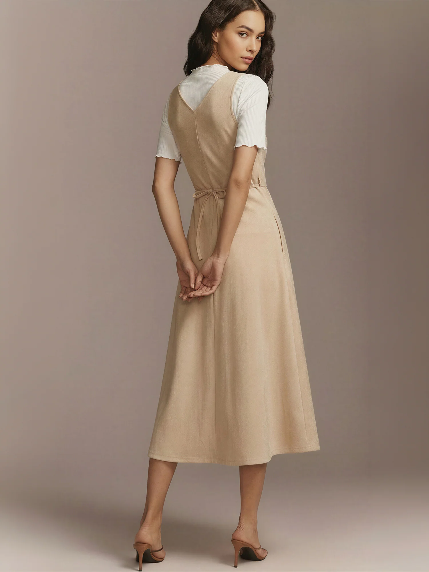 Sleeveless Zip Front Seamed Waist Dress - Image 5