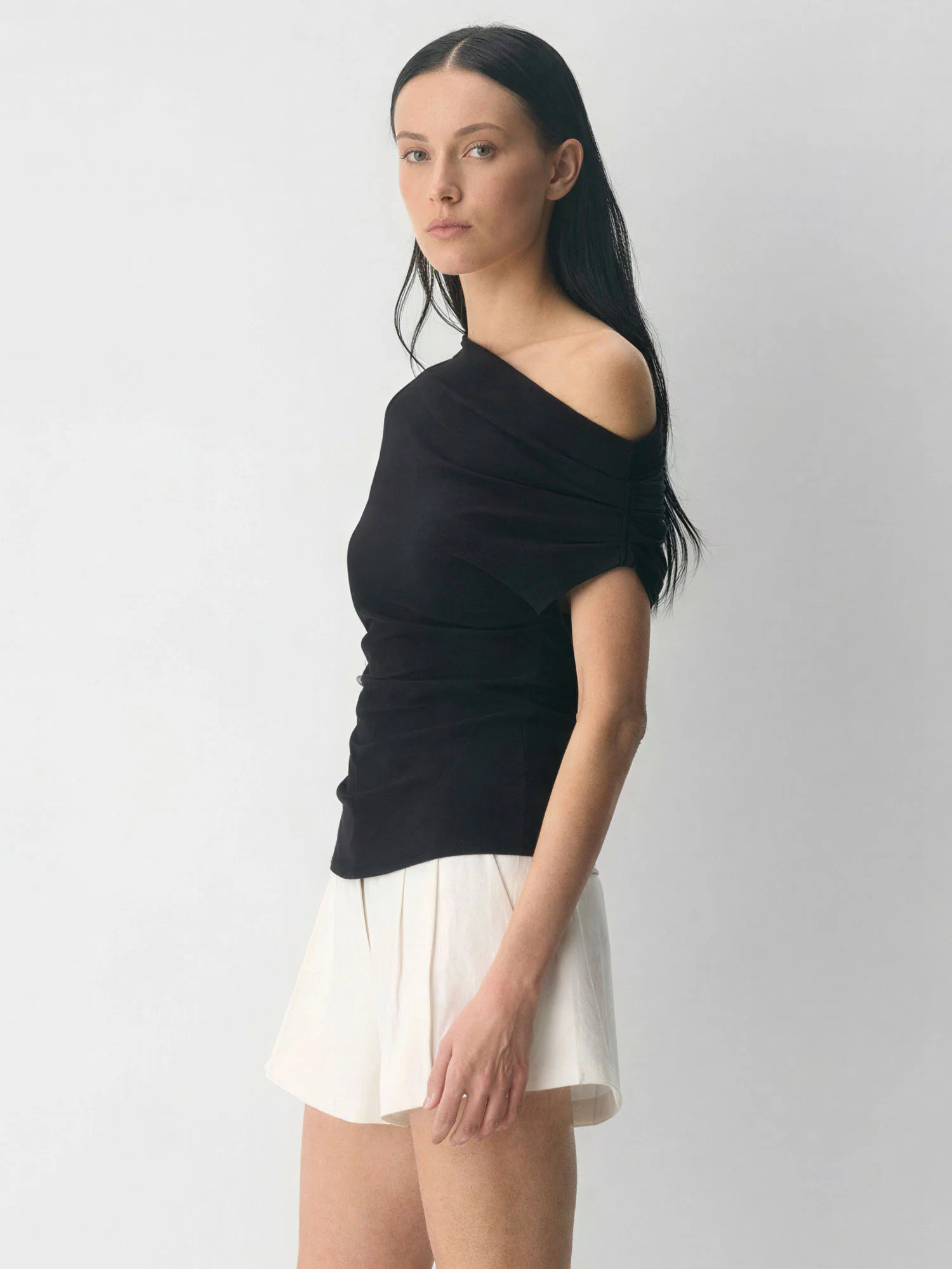 Cowl Neck Side Ruched Top - Image 3