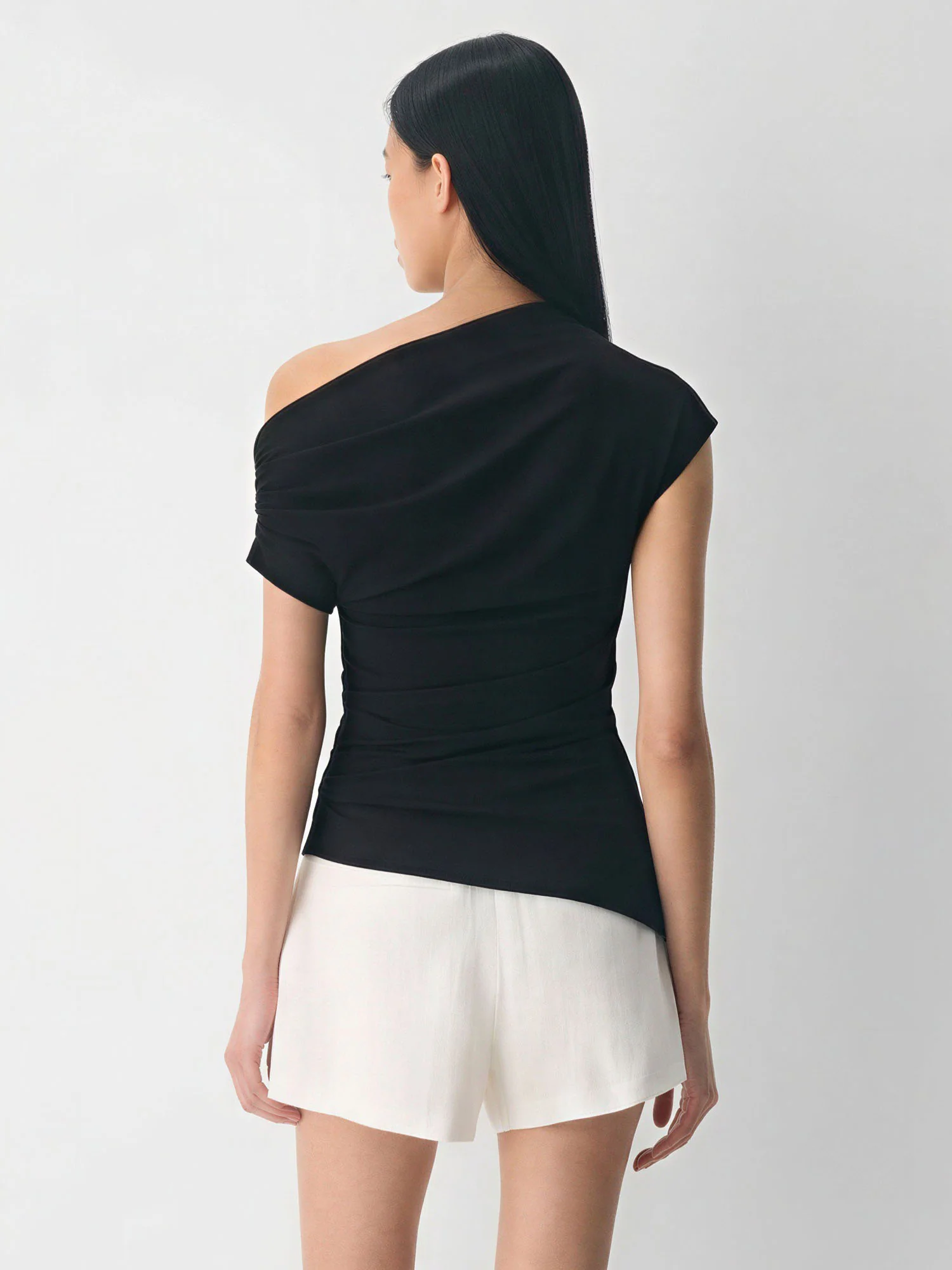Cowl Neck Side Ruched Top - Image 4