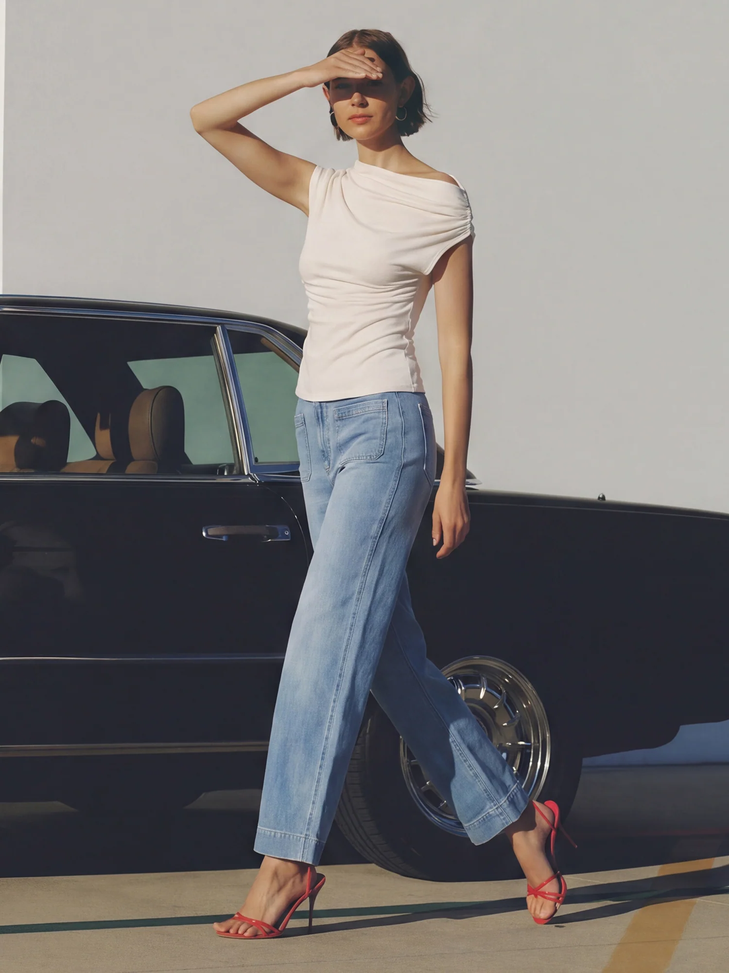Cowl Neck Side Ruched Top - Image 8