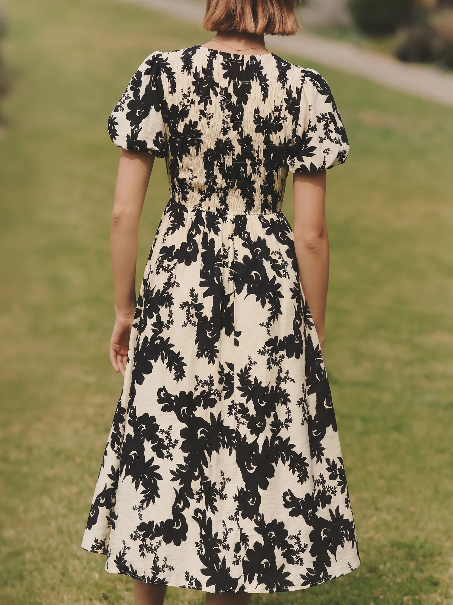 Smocked Bodice Woven Midi Sun Dress - Image 3