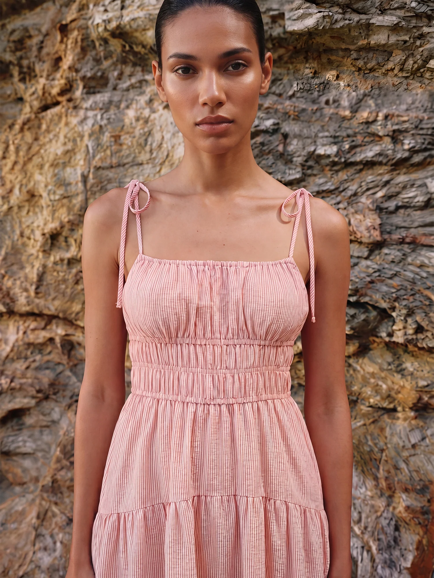 Spaghetti Strap A Line Midi Sun Dress - Image 2