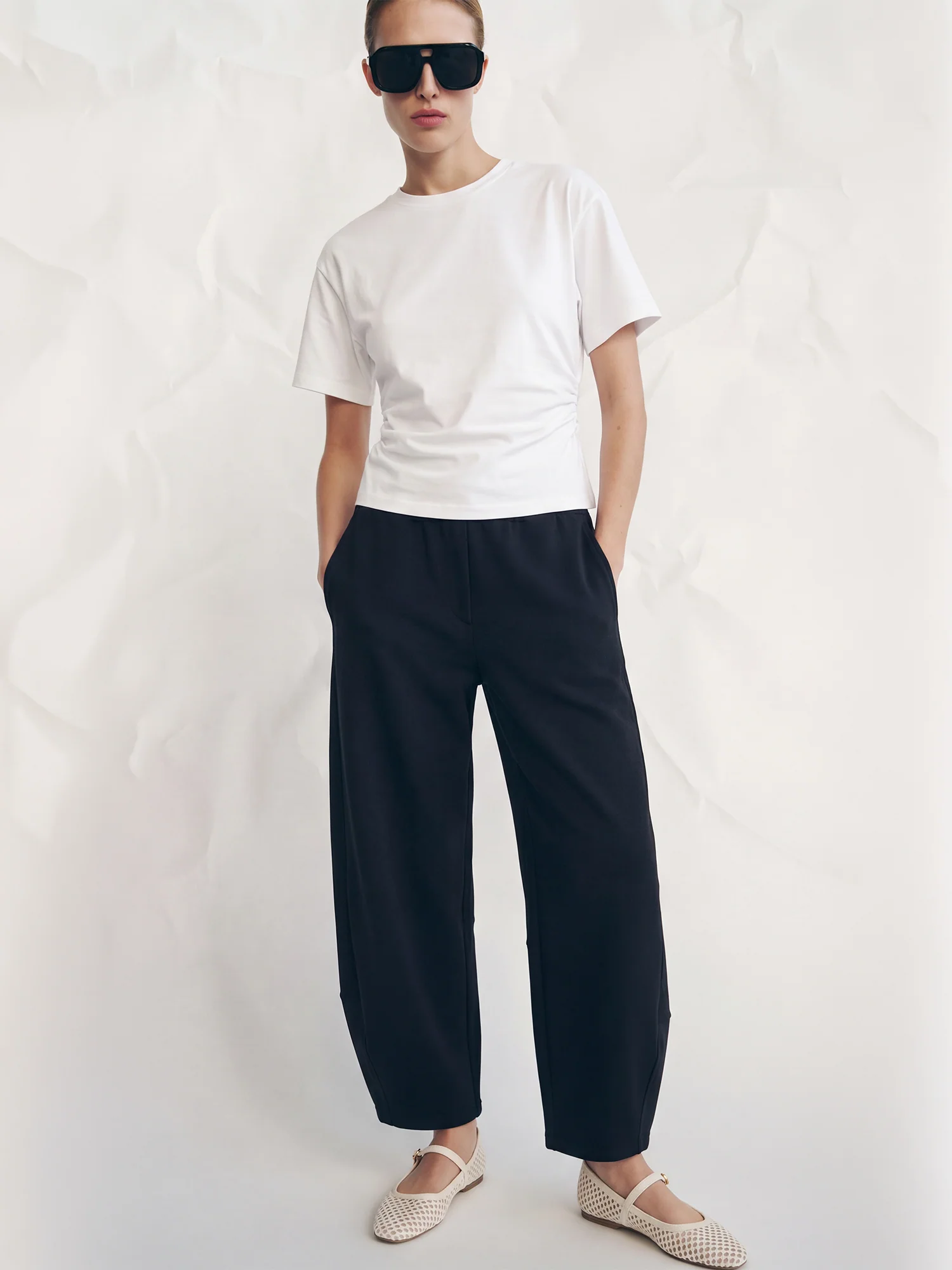 Short Sleeves Cinched Waist T-Shirt - Image 2