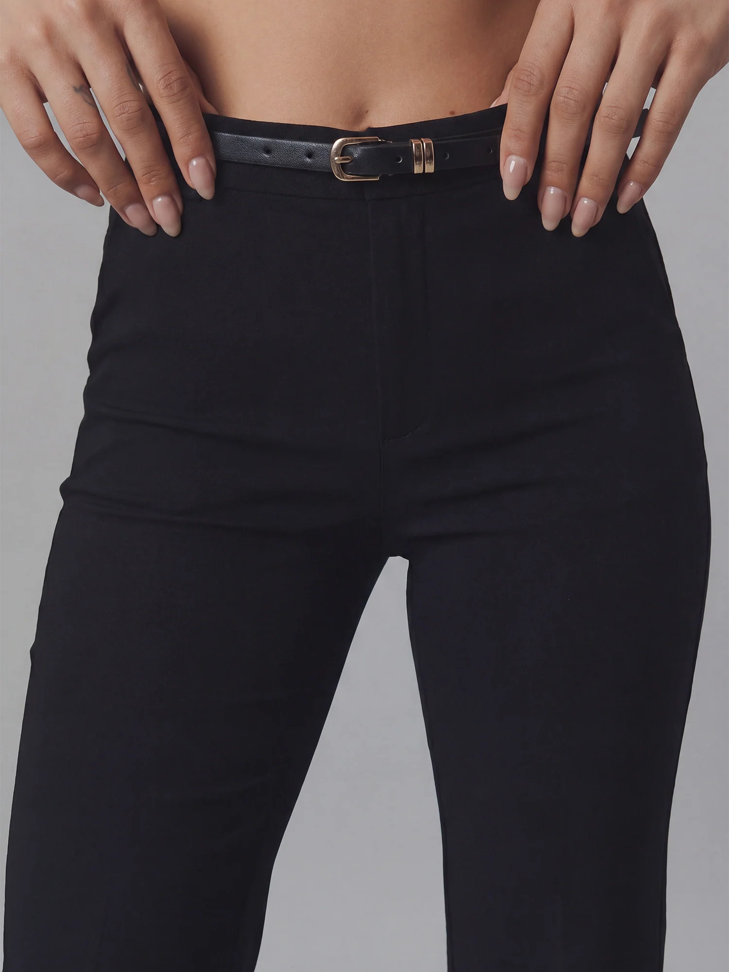 Straight Twill Belted Flare Pants - Image 3