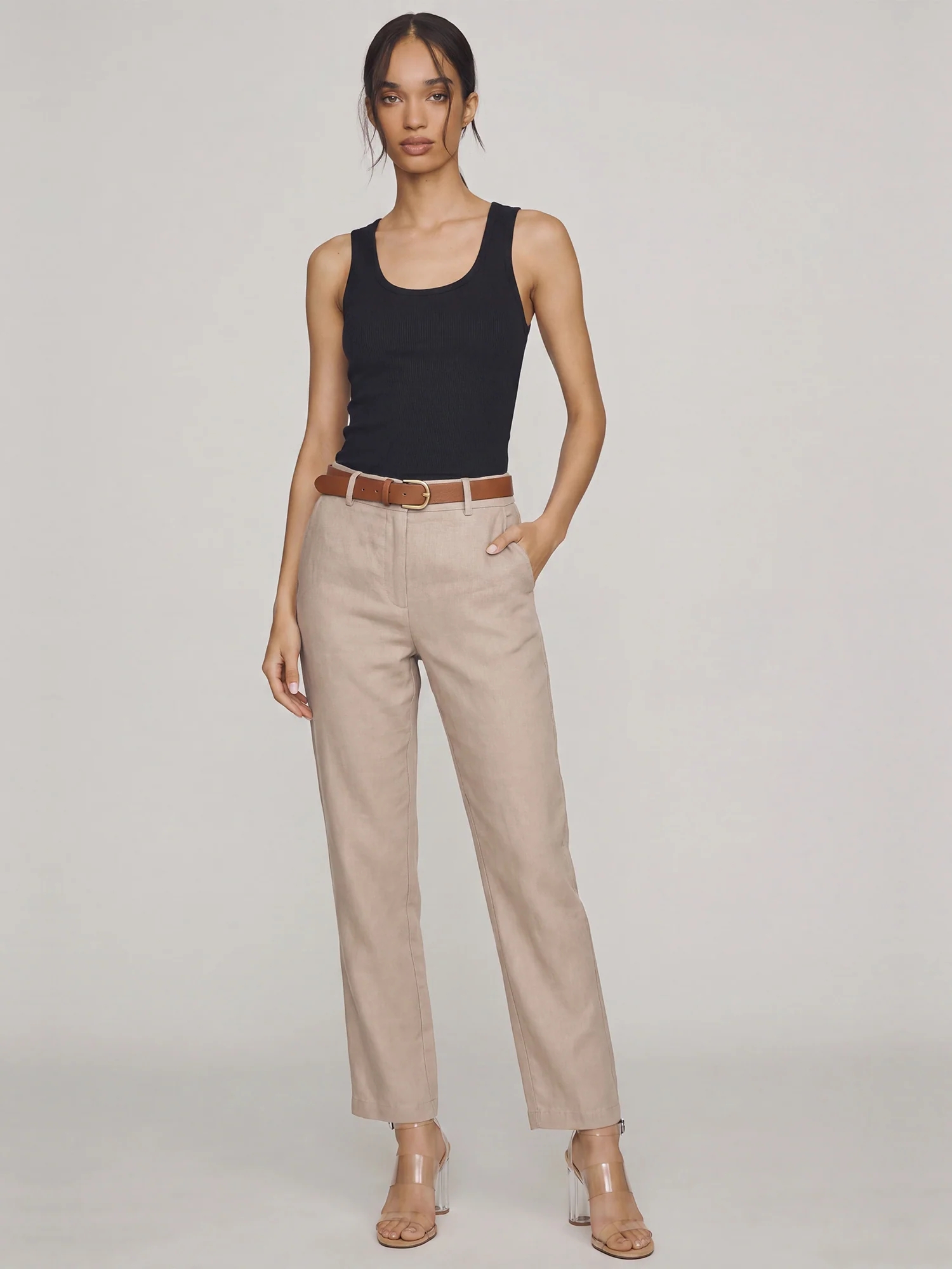 Straight Leg Linen Blend Pants - Image 5