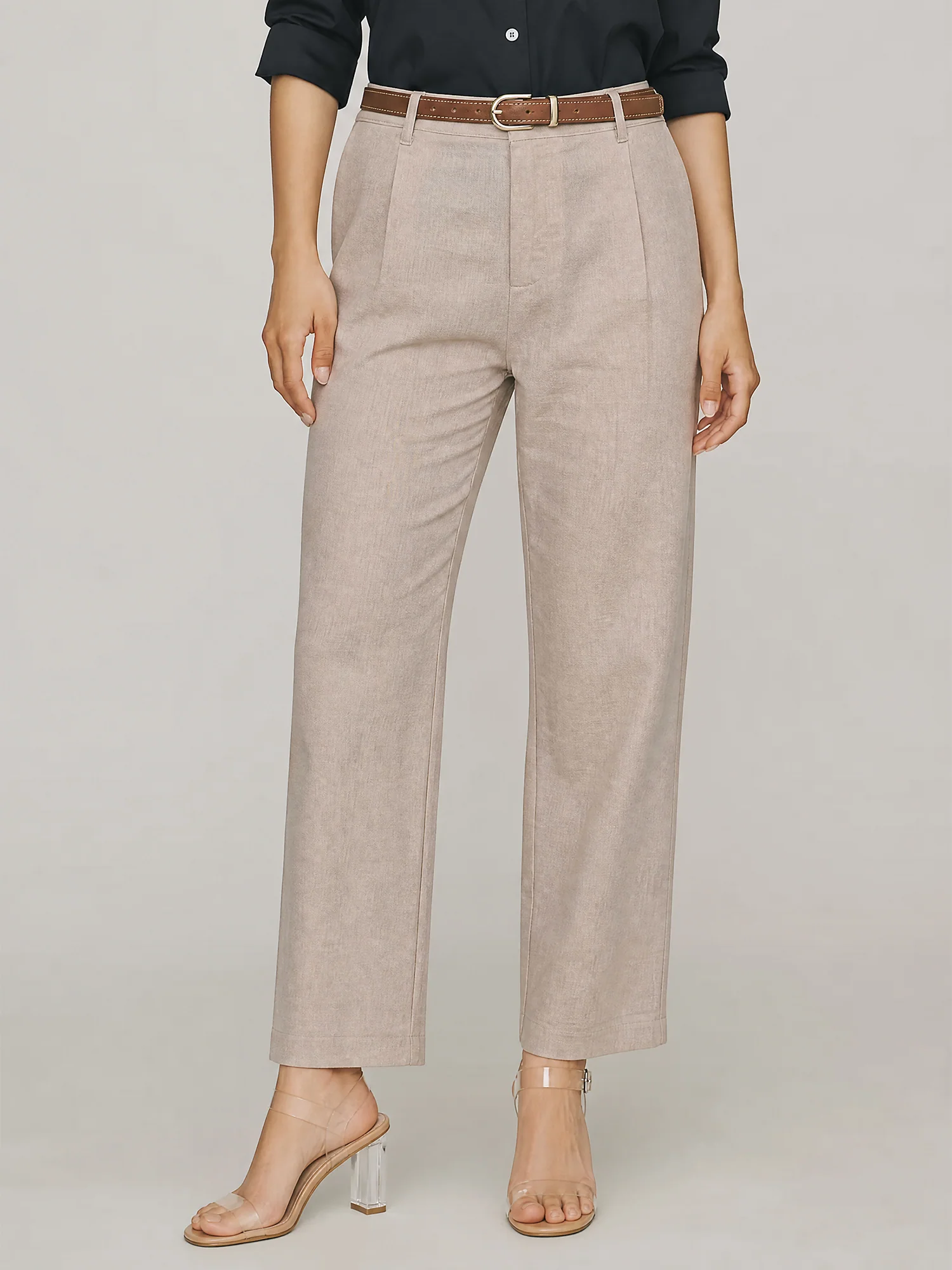Straight Leg Linen Blend Pants - Image 6