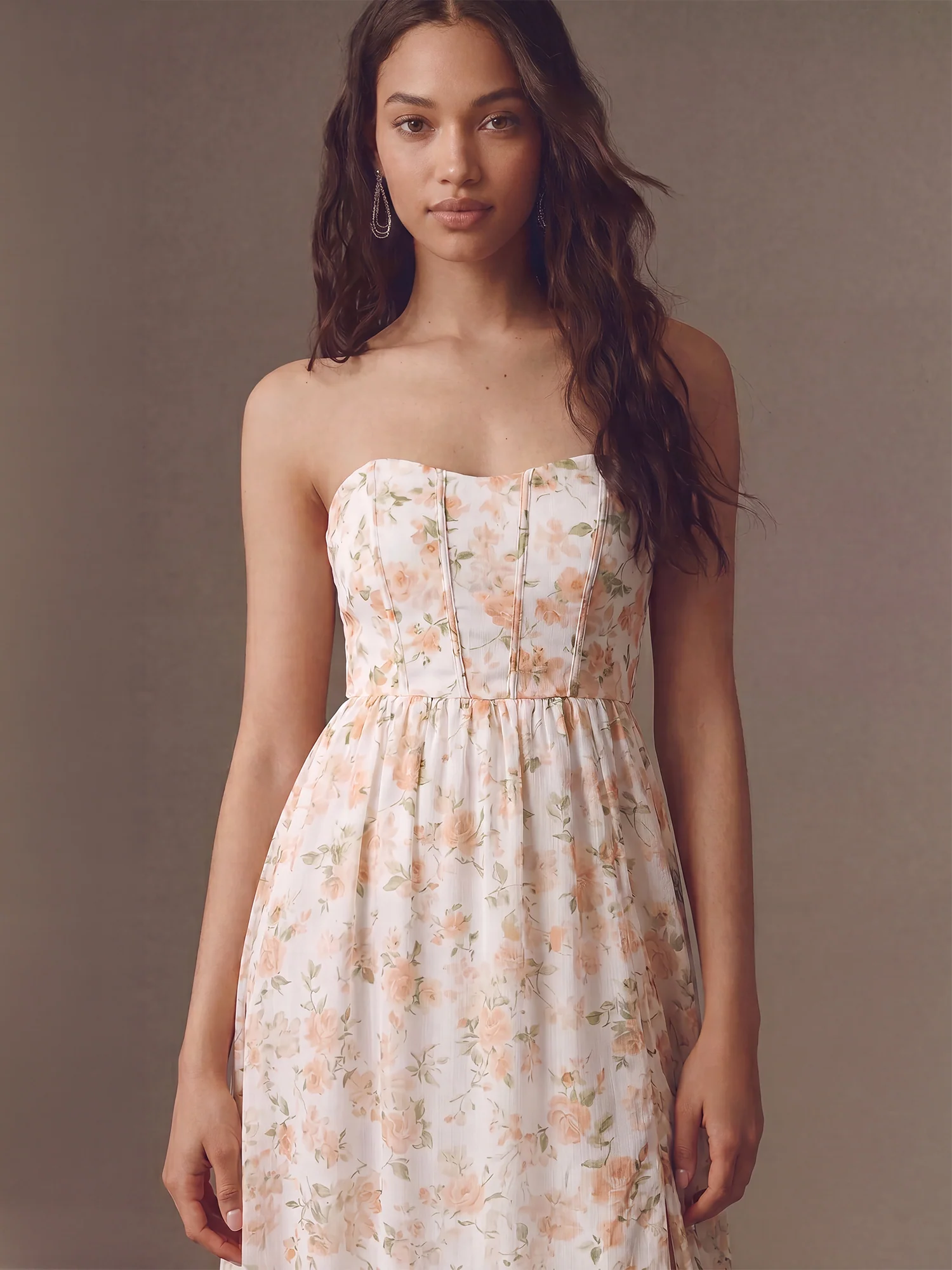 Strapless Corset Bodice Floral Maxi Dress - Image 2