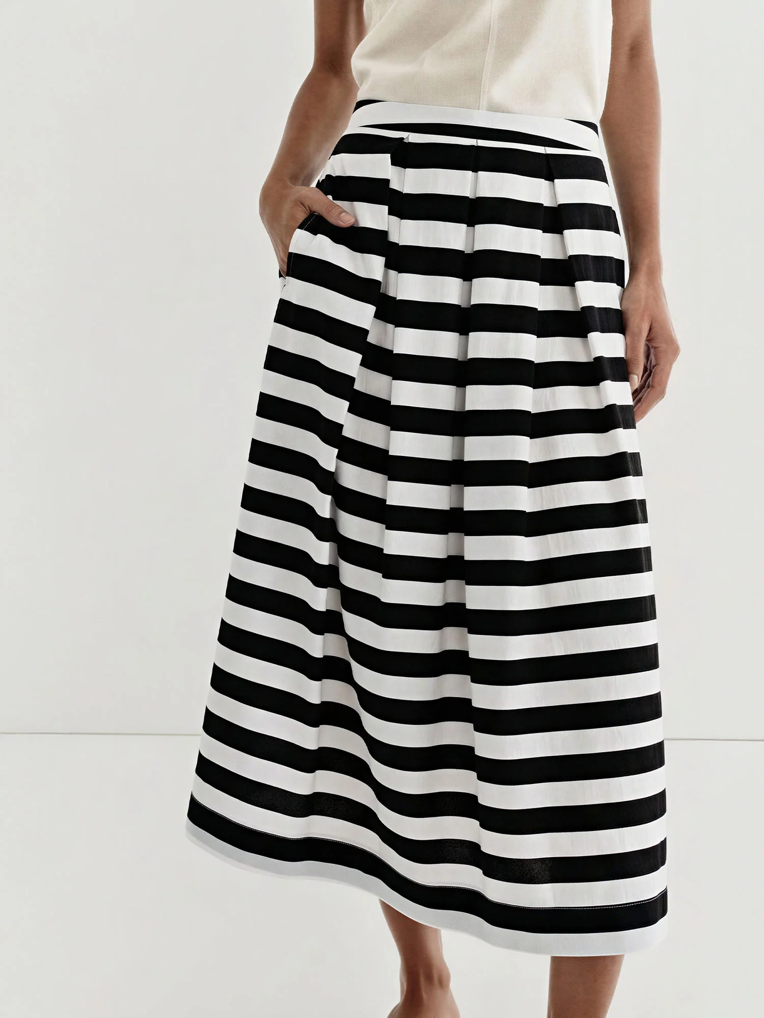 Stripe A Line Midi Skirt - Image 3