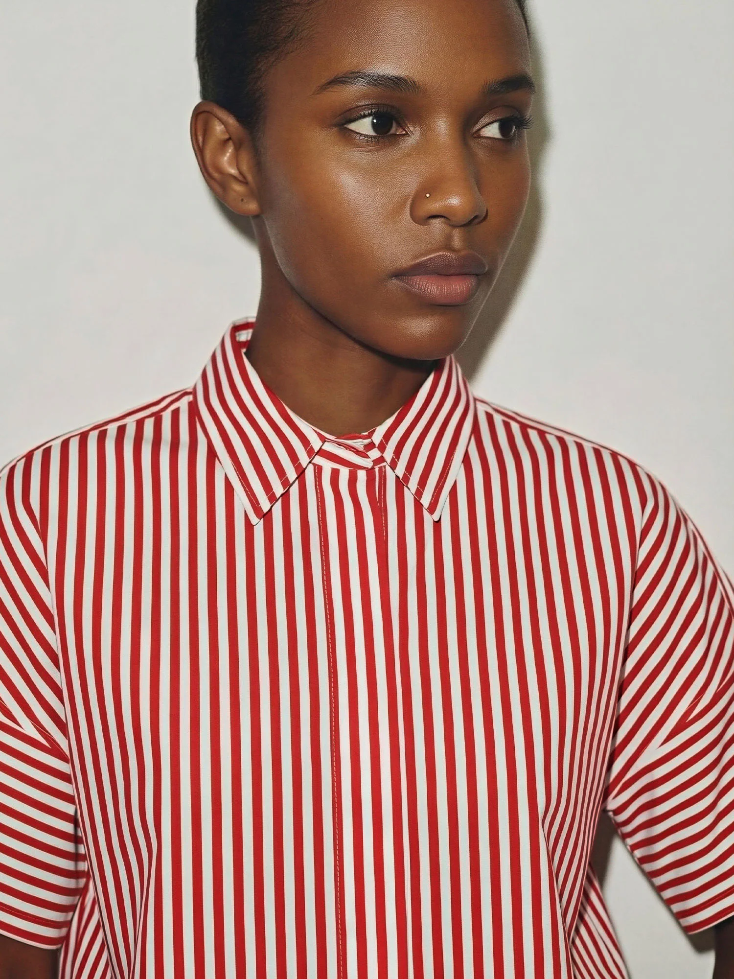 Striped Short Sleeve Collared Relaxed Shirt - Image 10
