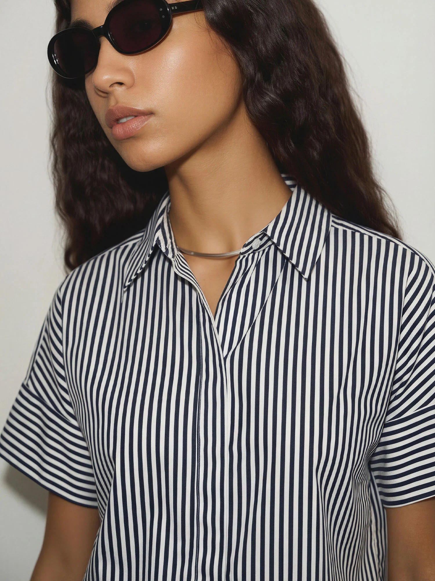 Striped Short Sleeve Collared Relaxed Shirt - Image 3