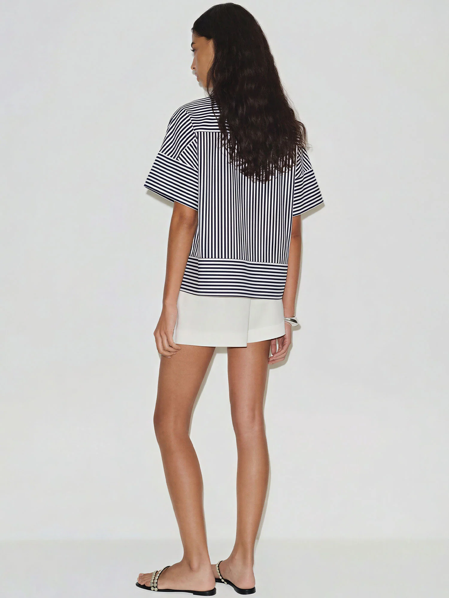 Striped Short Sleeve Collared Relaxed Shirt - Image 4