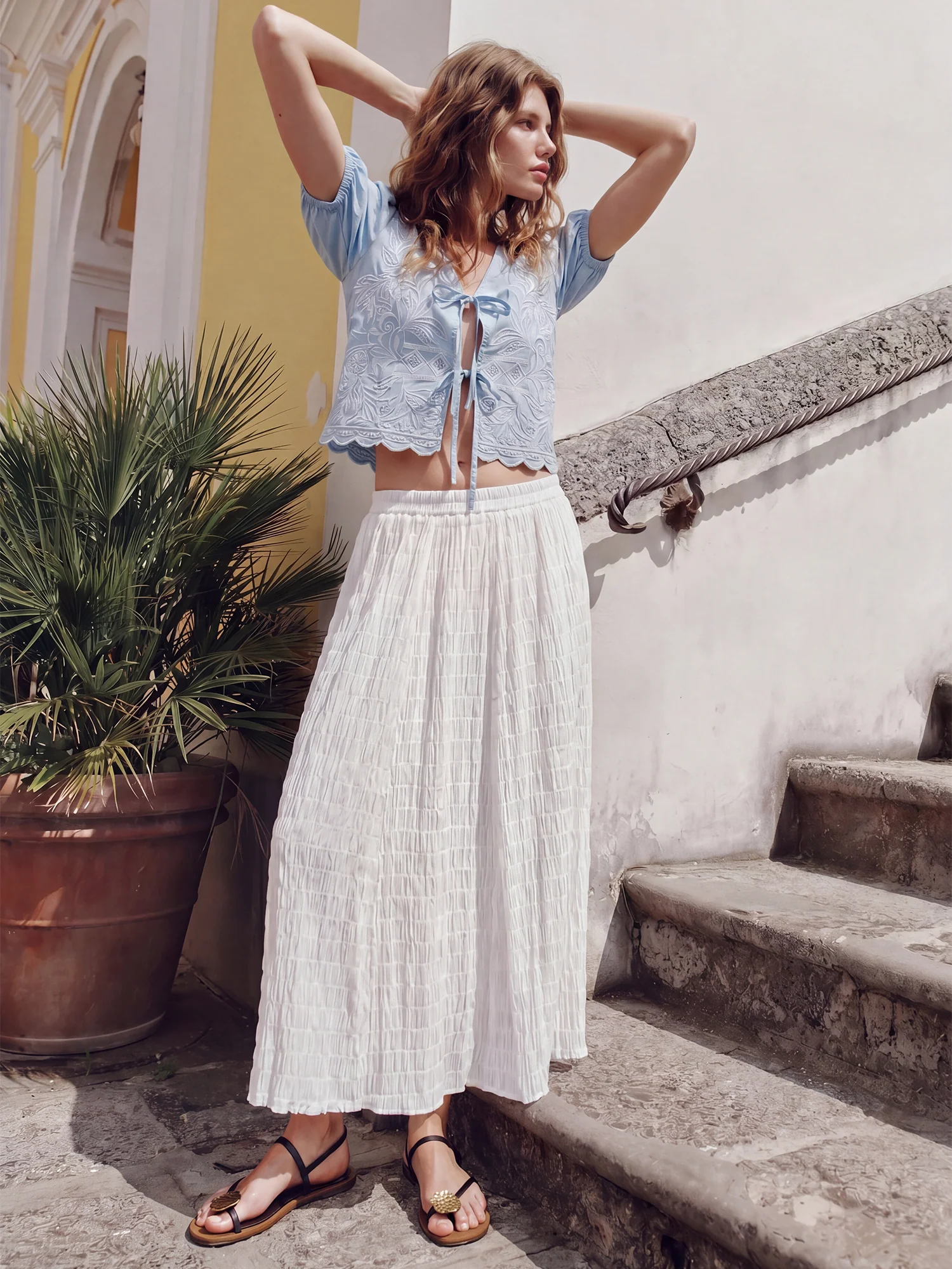 Texture Maxi Flowy Skirt