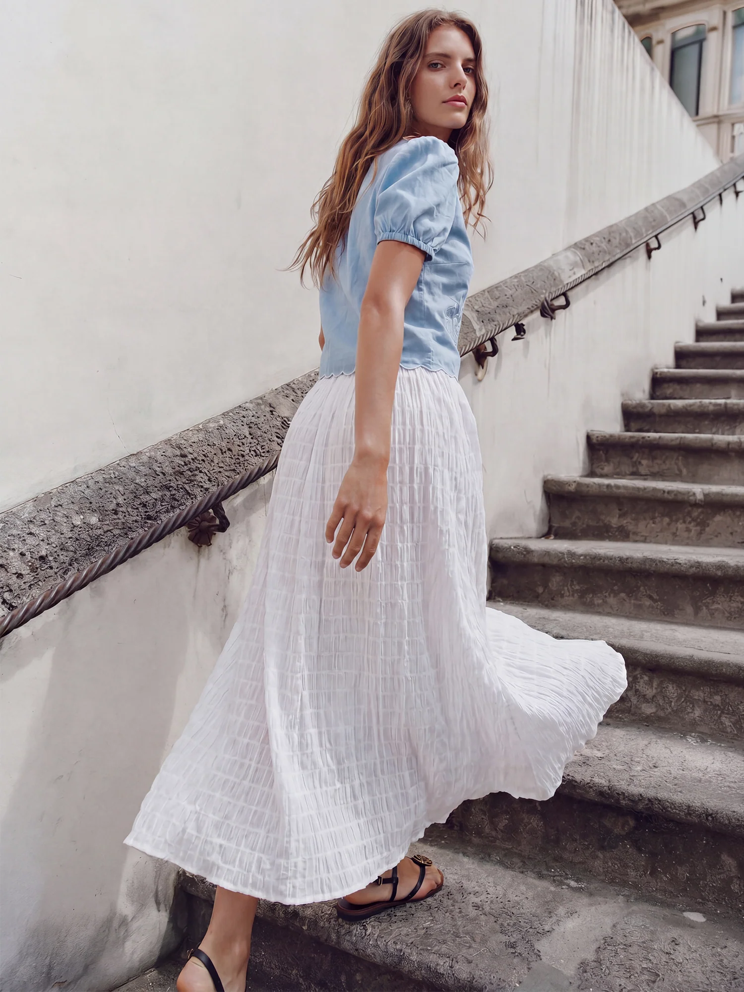 Texture Maxi Flowy Skirt - Image 3