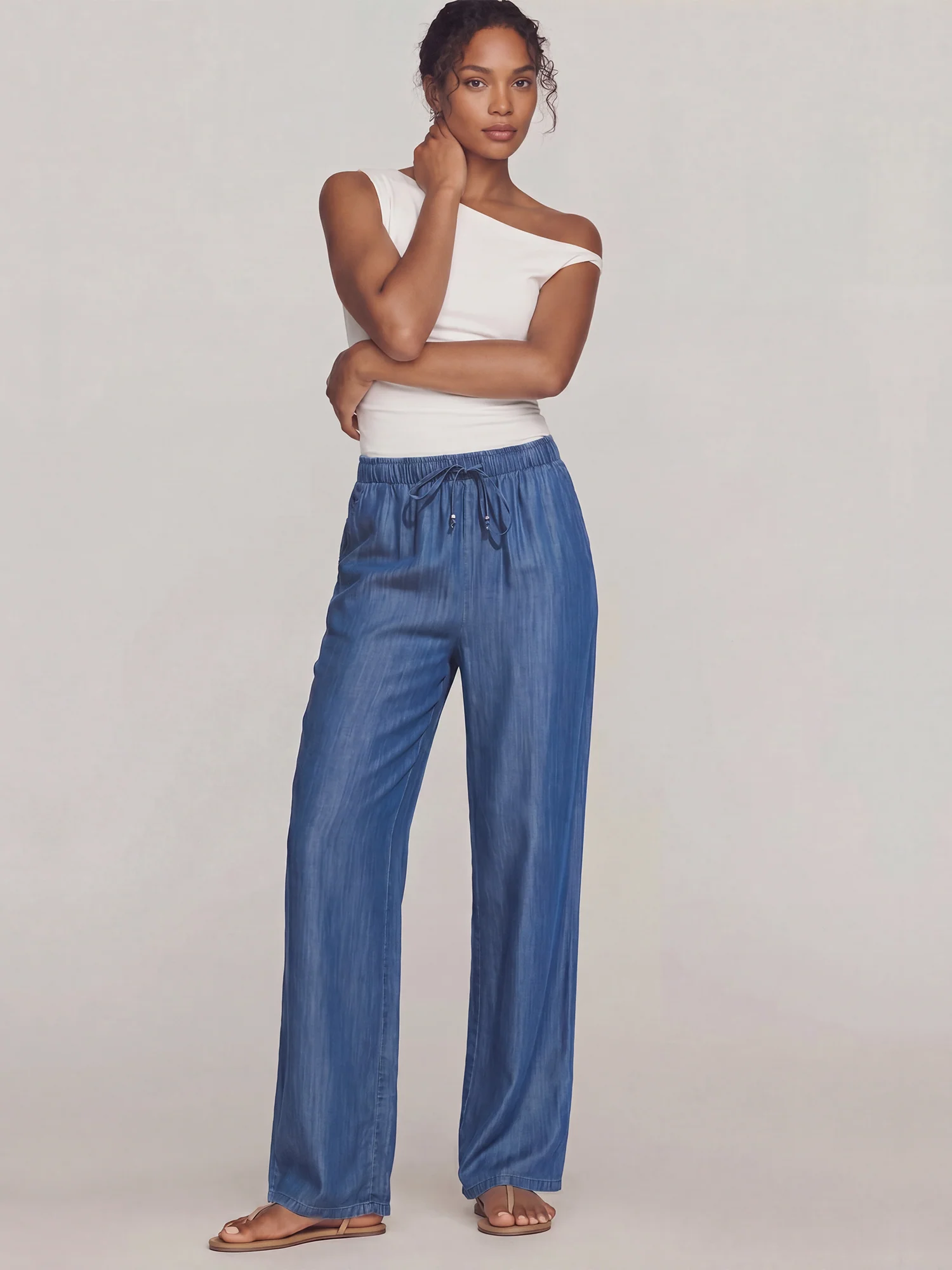 Tie Waist Tencel Flowy Pant - Image 5