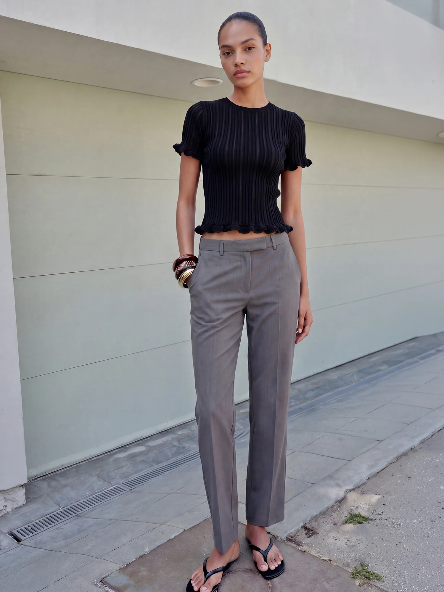 Tr Yarn Dyed Tropical Straight Pants - Image 5