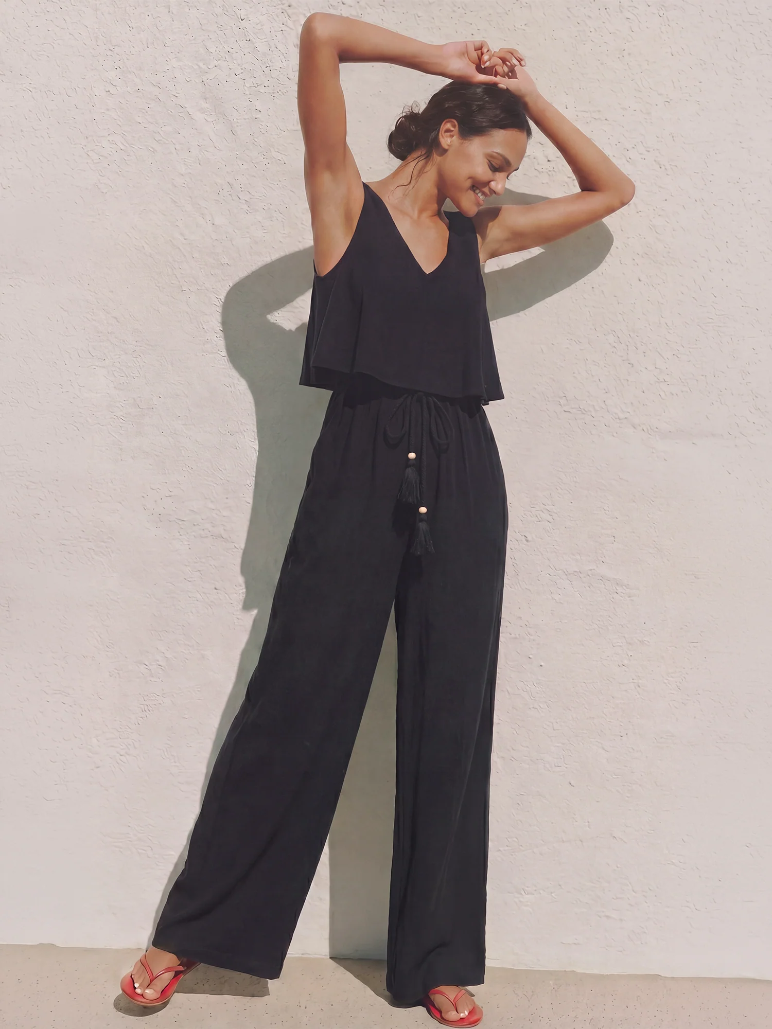 V Neck Sleeveless Jumpsuit