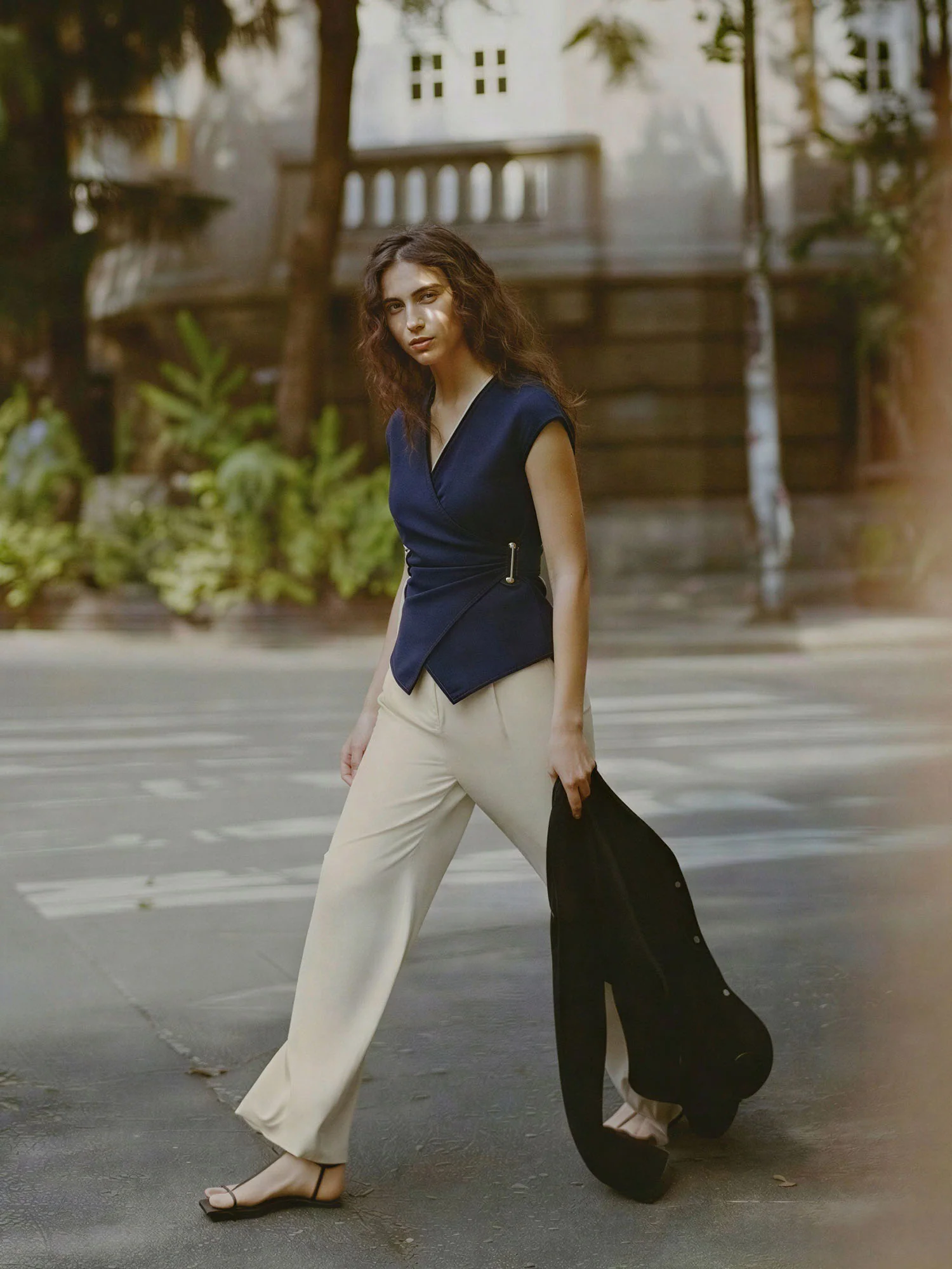 V-Neck Wrap Top With Side Buttons - Image 7